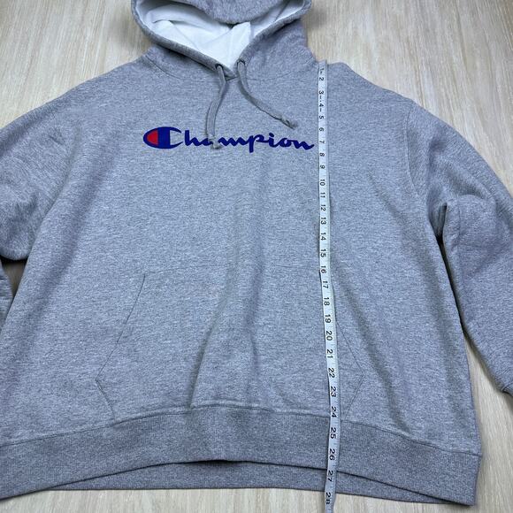Champion Gray Pullover Logo Athleticwear Hoodie Long Sleeve Casual Sweater 3X - Picture 8 of 14